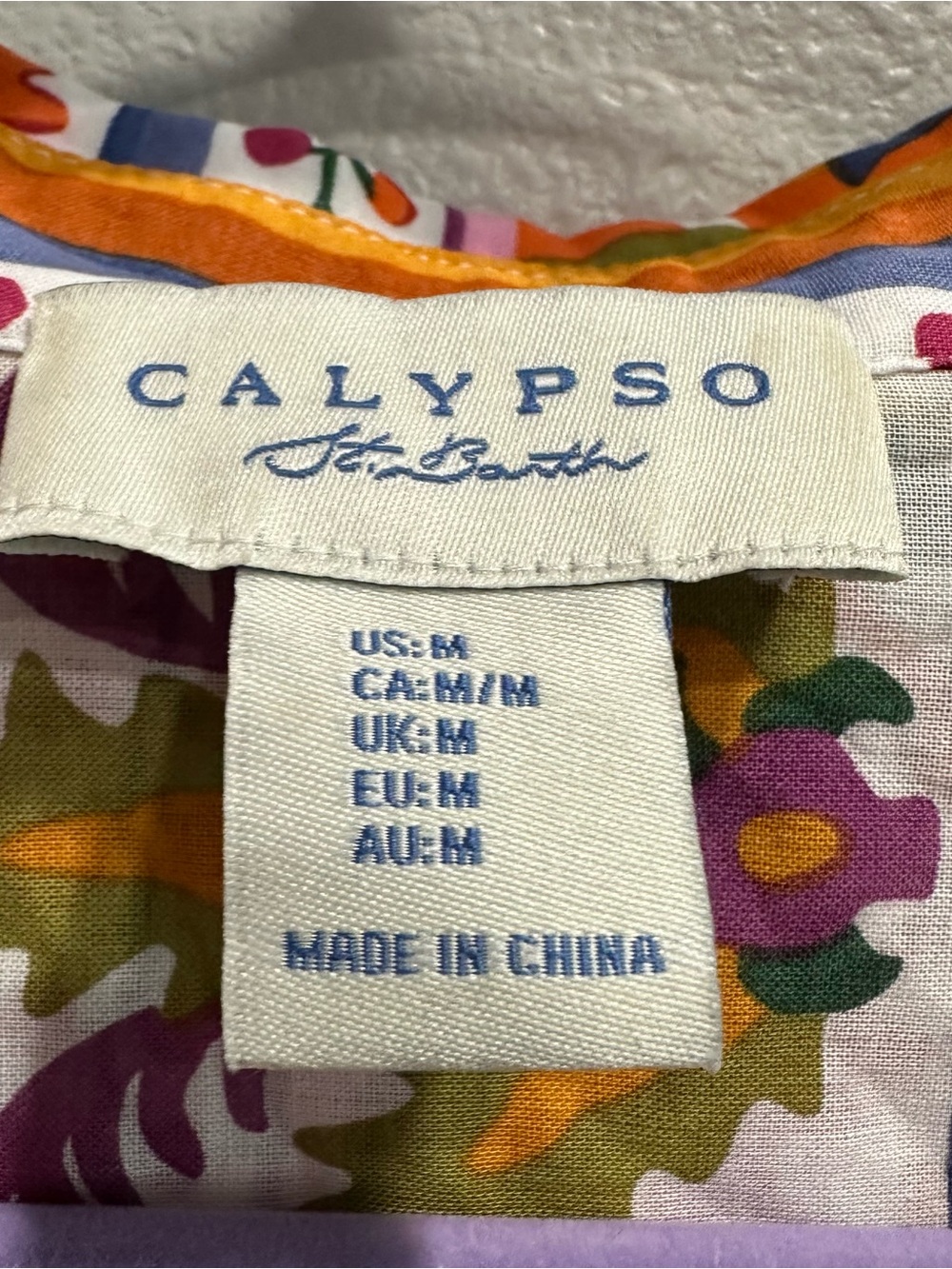 Calypso St.Barth Vibrant Multi-Color Printed Button-Up Blouse,cotton - Picture 3 of 7